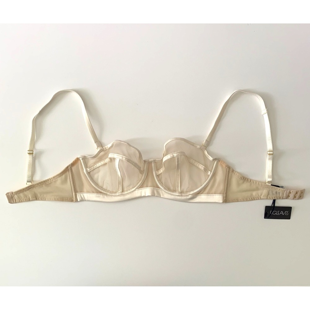 NWT Figleaves Pimlico Bra Nude Ivory Sheer Underwire Bra 32D Non Padded Balcony - Picture 9 of 10